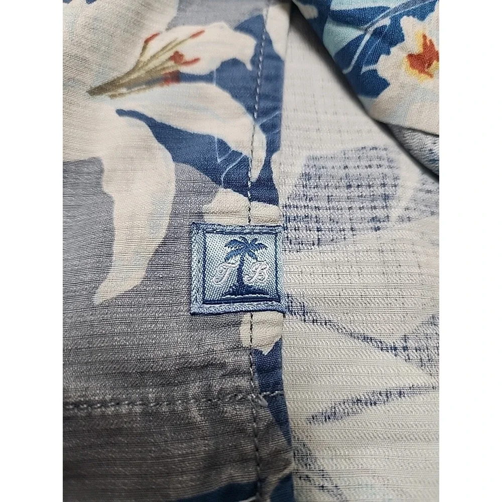 TOMMY BAHAMA Button WHITE HIBISCUS ARNOTTIANUS 100% SILK HAWAIIAN SHIRT‎ XL
